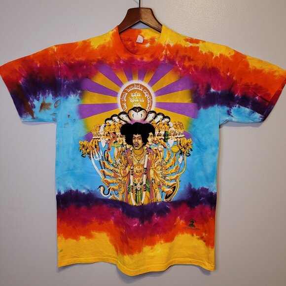 NWOT Jimi Hendrix Axis Bold As Love Tie-Dye SS Shirt Large Authentic Liquid Blue - Picture 1 of 6